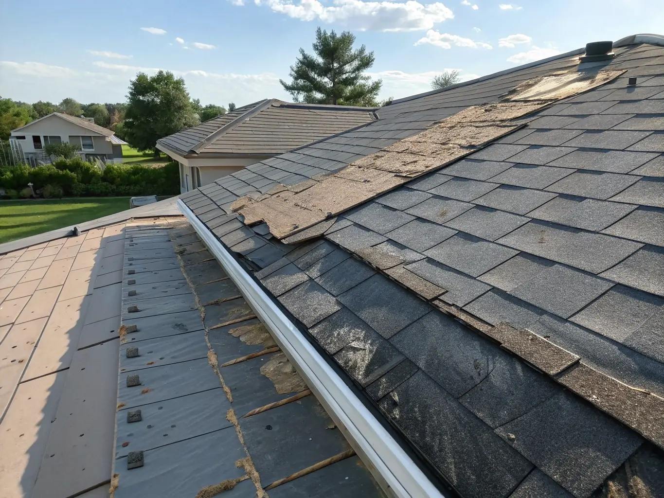 A handyman expertly repairing a damaged roof, emphasizing the reliability and expertise of Reliable Handyman Services in handling roof repairs.